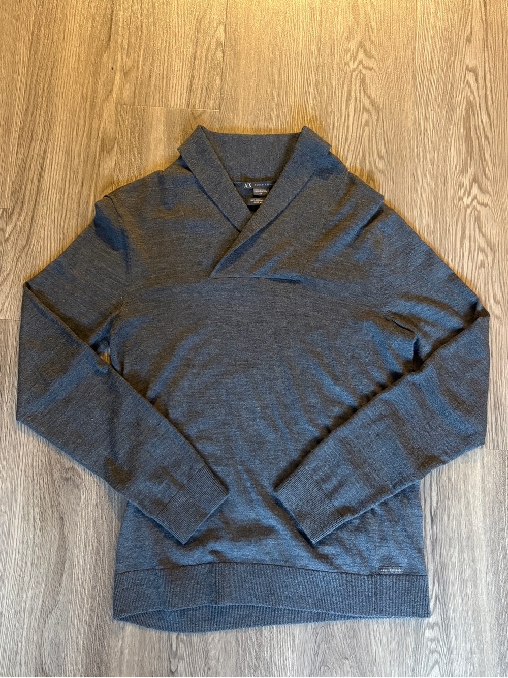 Armani Exchange Men's V-Neck Sweater in Charcoal Gray